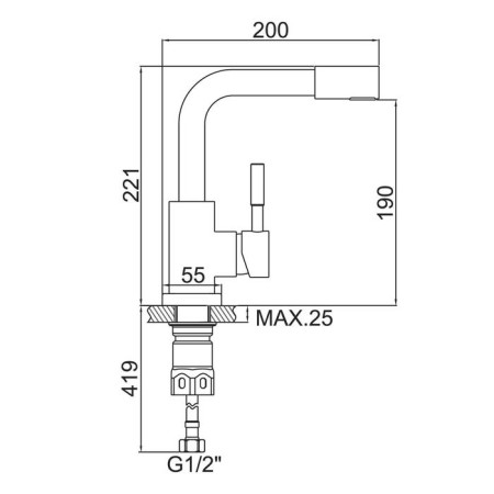 Accoona A9690-2 sink mixer, single-legged, with a nut, stainless steel-5