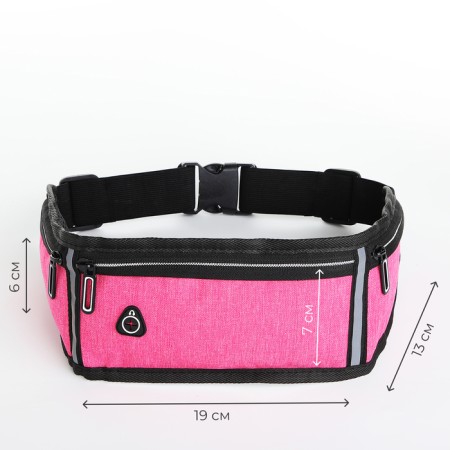 Lightning waist bag, 3 departments, pink color-1
