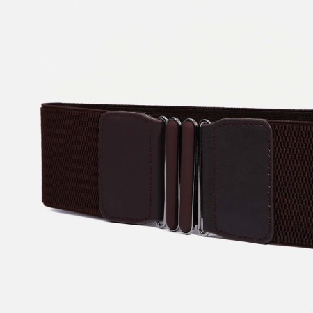 Women's belt, width 7.5 cm, elastic band, buckle metal, brown color-1