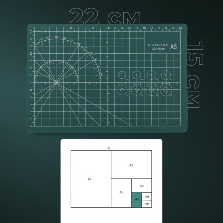 Mat for cutting, three -layer, 22 × 15 cm, a5, green color-2