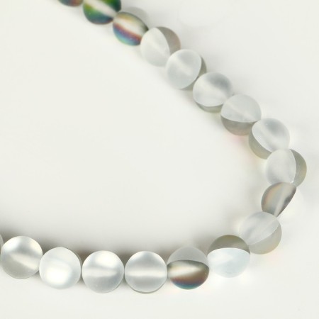 Busins ​​made of natural stone "Cat Eye", set 46 pcs., Size 1 pc. - 8 mm, matte gray-3