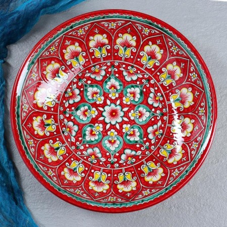 Suditsa Rishtan ceramics "Flowers", 27 cm, red-1