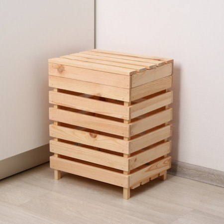 Box for vegetables and fruits, 30 × 40 × 50 cm, wooden, with a lid, Greengo-7