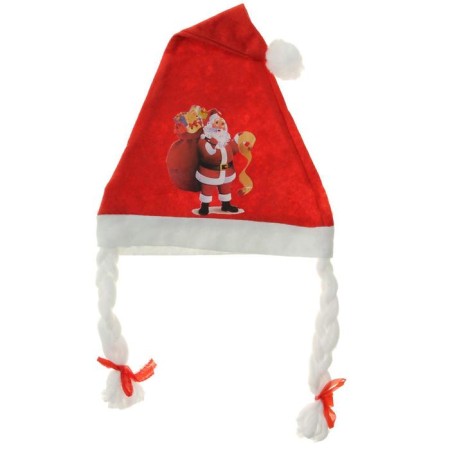 New Year's cap "Santa Claus" with pigtails, 40x27 cm, mix-3