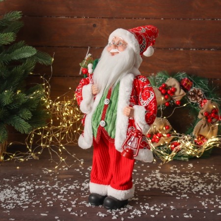 Santa Claus "in the vest and with the lantern" moves, 45x22 cm, red-green-3