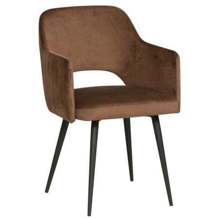 Stool "Berta", color velor Tenerife Chocolate / Metal black