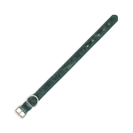Collar leather two-layer 3 cm, Osh 35-47 cm, emerald-9