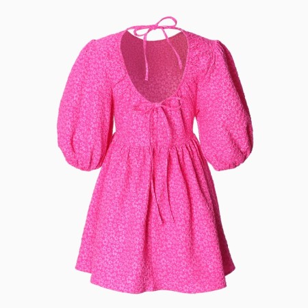 Women's dress with a neckline on the back MIST, p. S, pink-8
