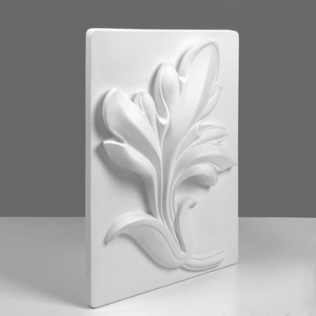 Gypsum figure ornament: lotus branch, 49 x 31 x 8.5 cm