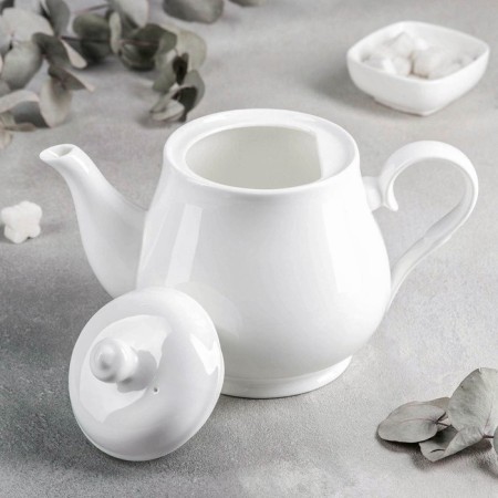 The porcelain collar teapot Wilmax, 1.15 liters, white color-1
