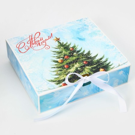 New Year. Gift New Year's folding, packaging, Snow Christmas tree, 20 × 18 × 5 cm.-1