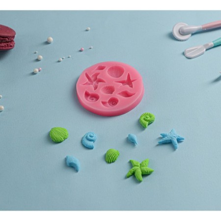 Mold Dolyana "Sea Stars", silicone, d = 8 cm, pink color-3