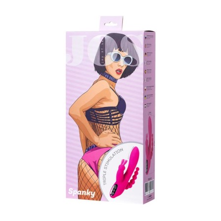 Triple vibroostimulator Jos Spanky, silicone, pink color, 21 cm-4