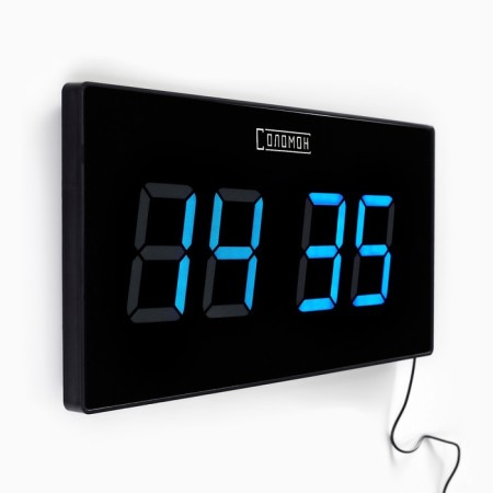 Electronic wall clock "Solomon", with an alarm clock, 47 x 3 x 23 cm, blue numbers-2
