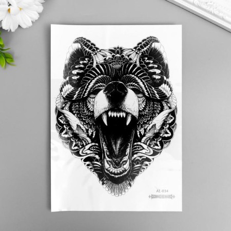 Tattoo on the body Black "Bear Red" 21x15 cm