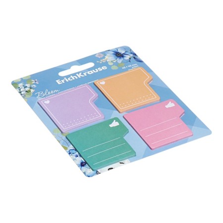 Bookmarks with adhesive edge paper 45x45 mm, Erichkrause "Pastel Bloom", 80 sheets, 4 colors-1
