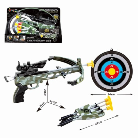 Camouflage crossbow, with a target
