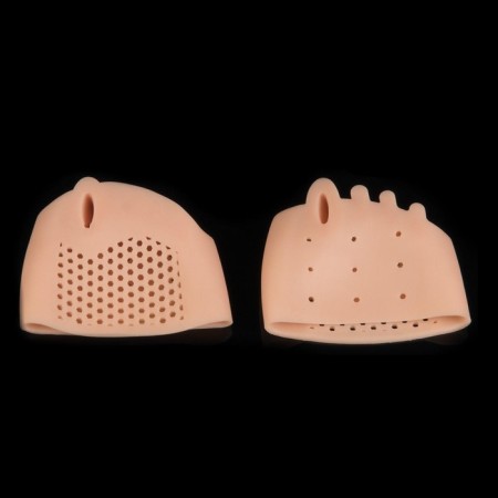 Correctors - separators for the toes, on the cuff, breathing, 4 separators, silicone, 8 × 7 cm, pair, beige color-2