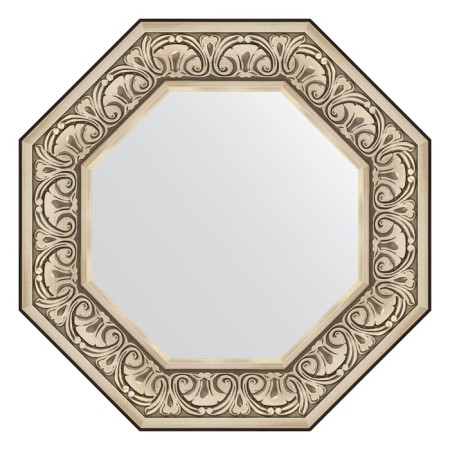 Mirror in the baguette frame, baroque silver 106 mm, 60.4x60.4 cm