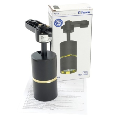 Snow -phase track lamp Feron AL178, IP40, GU10, 15 W, 55x55x175 mm, Black color with gold-8