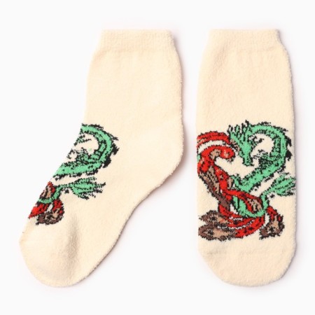 Women's socks "Dragon and Phoenix", the color is light yellow, size 36-40