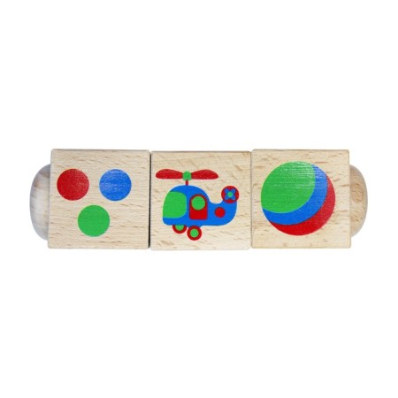 Wooden cubes "color", on the axis, 3 cubes