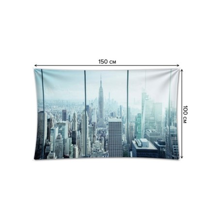 Decorative panel with photo printing "Megapolis outside the window", horizontal, size 100x150 cm-1
