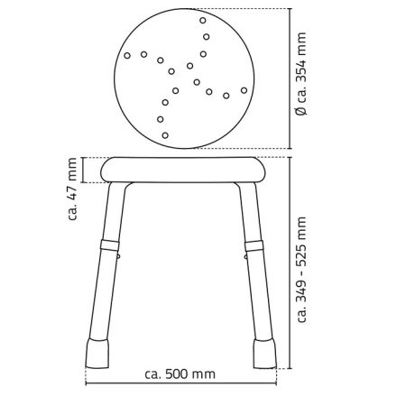 Bathroom stool with adjustable GO height, white-2