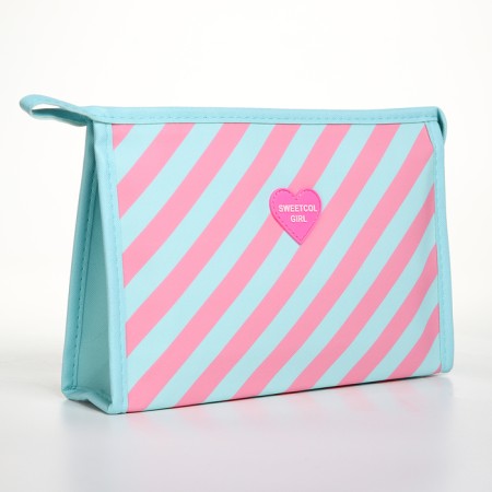 Cosmetic bag with zipper, turquoise color