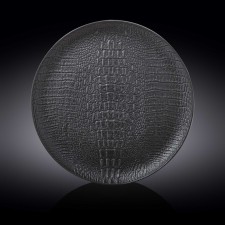 The plate round Wilmax England Croco, D = 33 cm, black color
