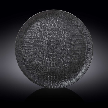 The plate round Wilmax England Croco, D = 33 cm, black color