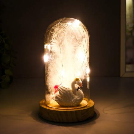 Souvenir Polystone "White Swan" Lumining flask 15.5x9.5x9.5 cm-1