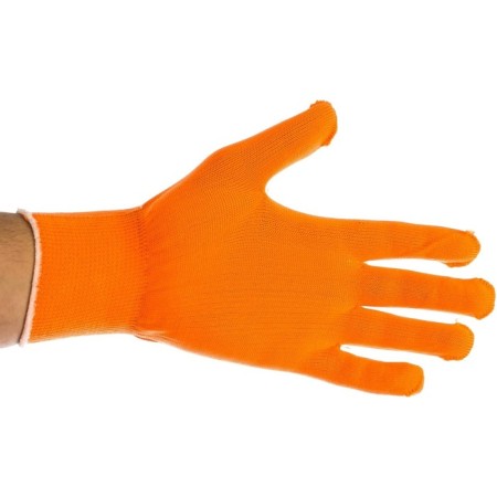 Nylon gloves, knitting class 13, size 10, orange