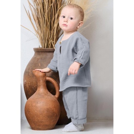 Samurai clothing set, height 80, gray-blue color