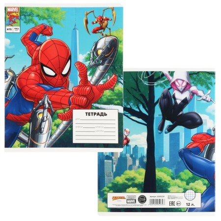 Notebook in a cage 12 sheets, 5 types of mix, cover coated cardboard, spider-man-5