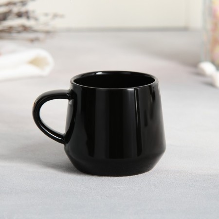 Tea couple ceramic "art", mug 130 ml, saucer 11x14.5 cm, black color-3
