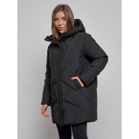 Winter jacket female, size 50, black color-5