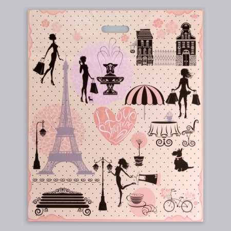 Package "French boutique", polyethylene with a cut pen, 50x60 cm, 100 μm-1