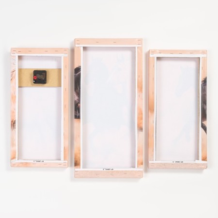 Carty clock is wall-mounted, modular "horses", silent, 60 x 80 cm, triptych-2