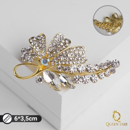Brooch "Flower Lilac", white color in yellow gold