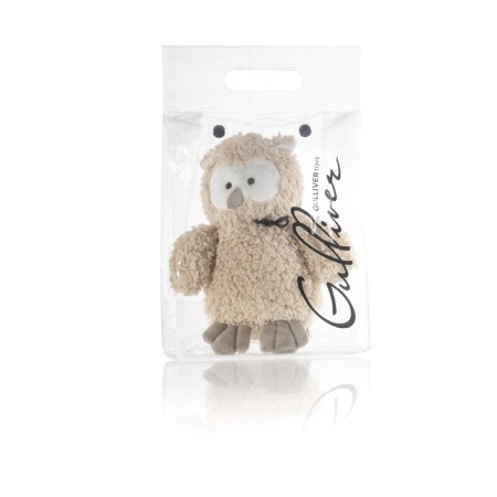 Soft toy Gulliver owl "Lusha", beige color, 18 cm-9