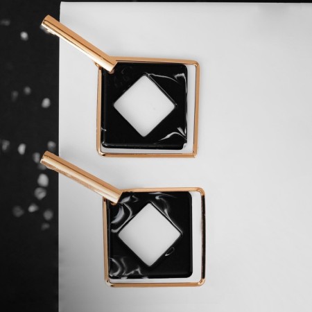 Earrings Assorted "Illusion", black color in gold-3