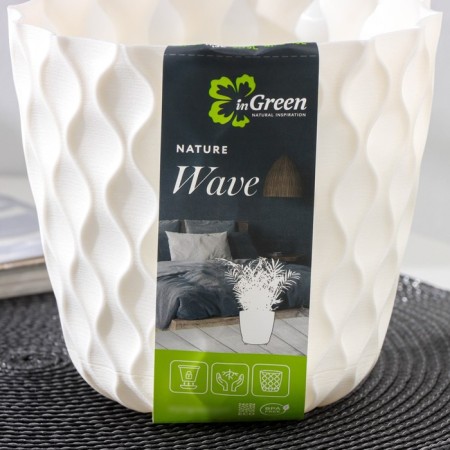 Pot for flowers with a pallet "Wave", 1.4 l, d = 14.5 cm, snow -white color-4