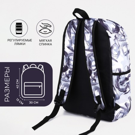 School backpack from textiles on lightning, 3 pockets, black color-1