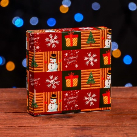 Gift box team with the window "New Year's atmosphere", 11.5 x 11.5 x 3 cm-1