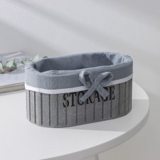 Basket for storage of the share of storage, 19 × 11 × 9.5 cm, small, wood, gray color gray