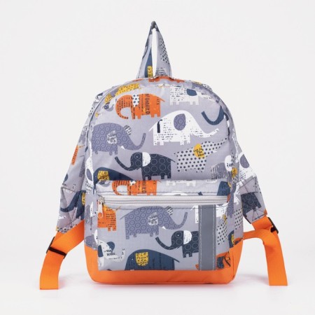 Baby backpack with zipper, external pocket, reflective strip, gray color