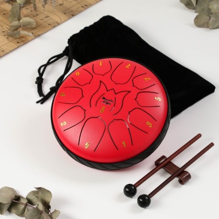 Musical instrument glucophone, red, 11 petals, 17 x 8 cm