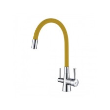 Смеситель для кухни Lemark Comfort LM3075C-Yellow, однорычажный, гибкий излив 225 мм, желтый   90686