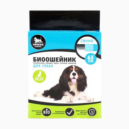 Bio -eshoshens from parasites "Piggon Premium" for dogs, blue, 65 cm-1